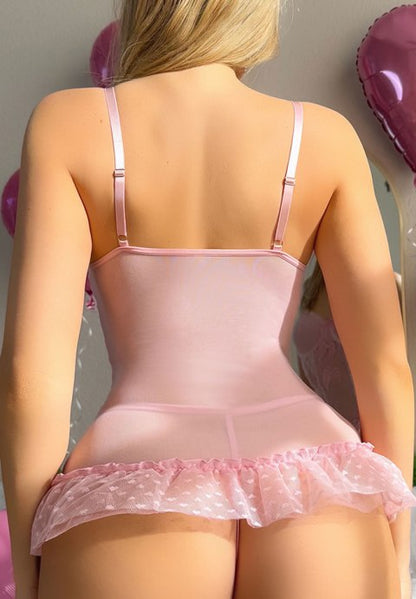 Charming Pink Bow Lingerie Teddy