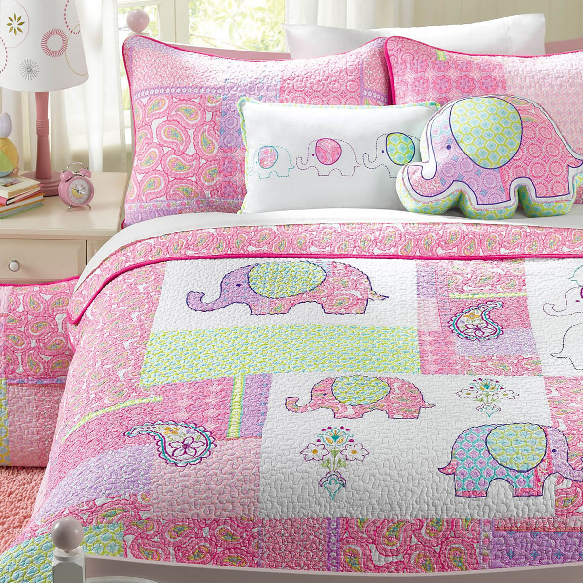 Pink Elephant Paisley Decor Throw Pillow