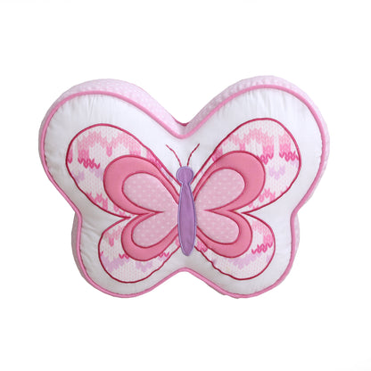 Butterfly Fairisle Pink Striped Throw Pillow