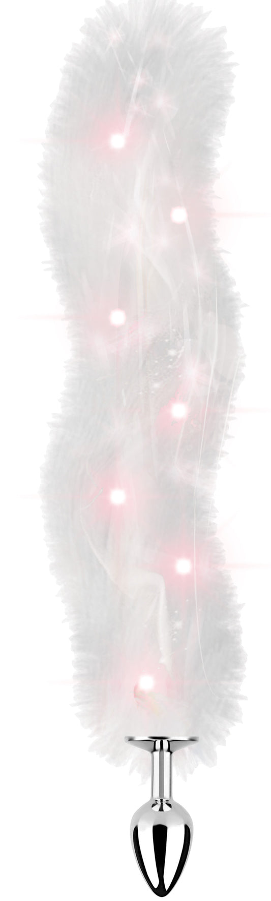 Foxy Tail - Light Up Faux Fur Personal Massager - White Plug - White