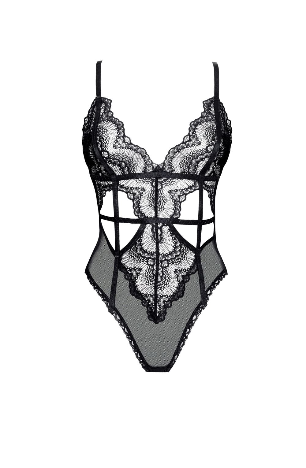Peyton Teddy Sheer Lace Bodysuit (Black)