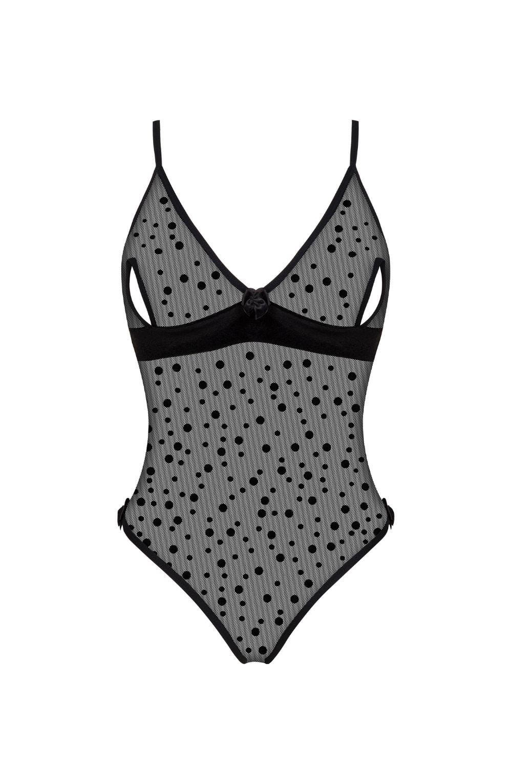 Amalia Teddy Sheer Mesh Bodysuit with Cutouts