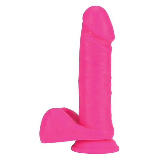 Neo Elite Silicone Dual Density Cock with Balls-Neon Pink 8