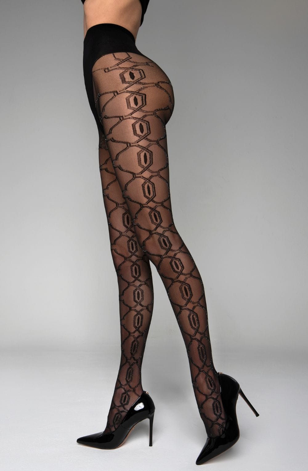Crotchless Tights With Lurex (Black)