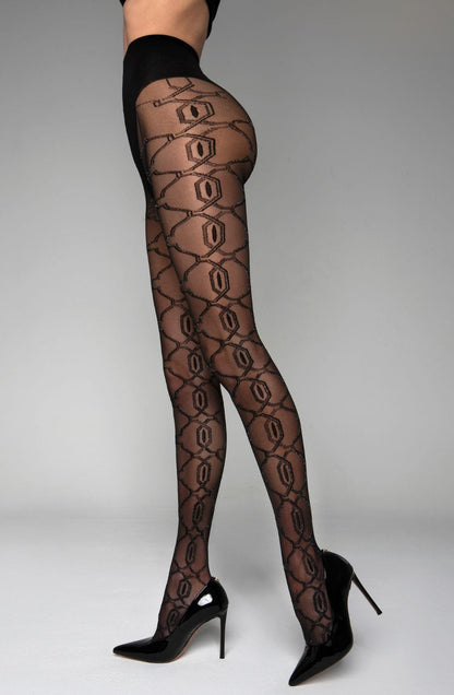 Crotchless Tights With Lurex (Black)