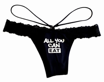 'All You Can Eat' Black Thong Panty - Puppy's Aesthetics