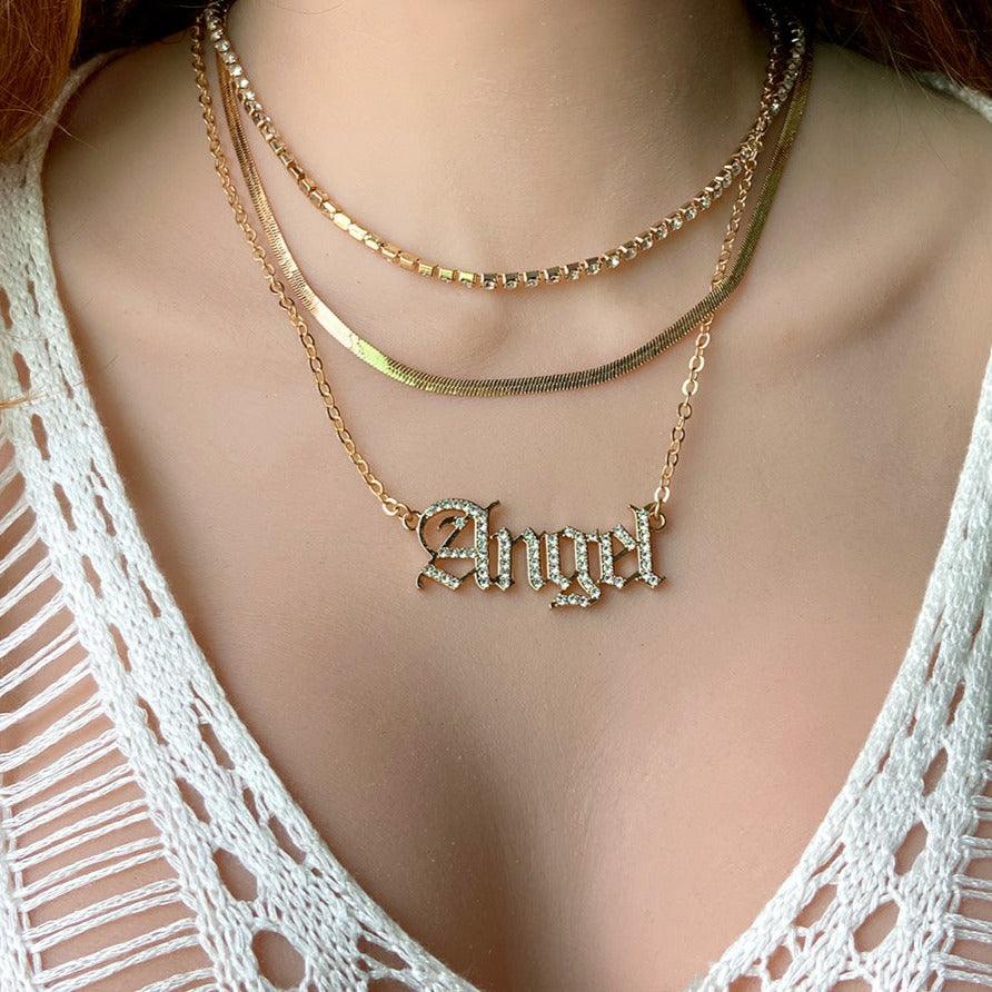 Beautiful Layer Angel Necklace Puppy's Aesthetics