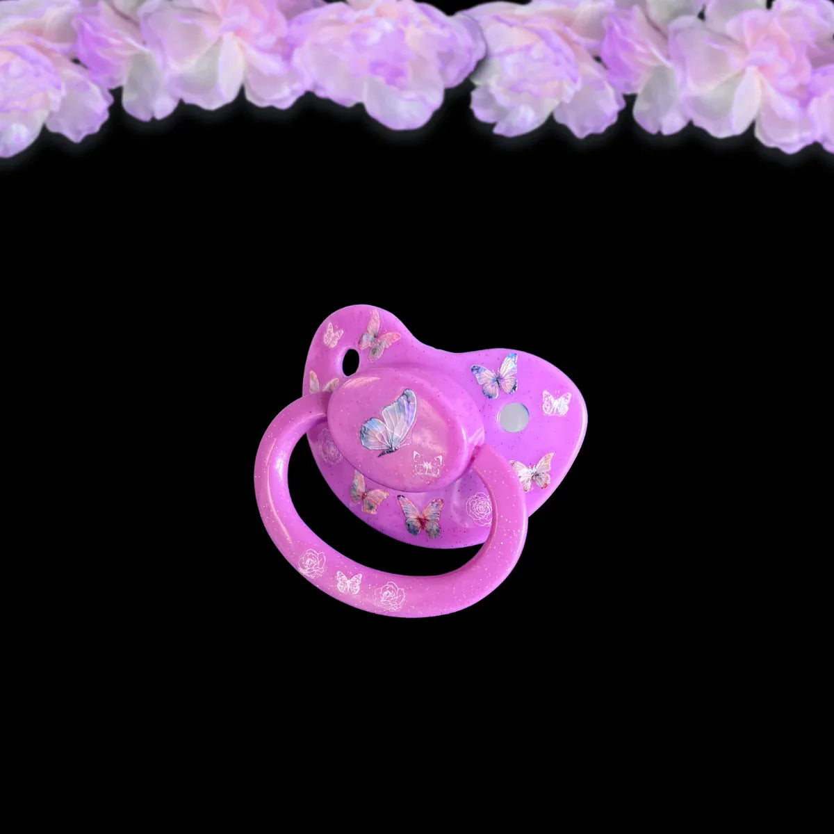 Adult Pacifier - Glitter Butterflies - Puppy's Aesthetics