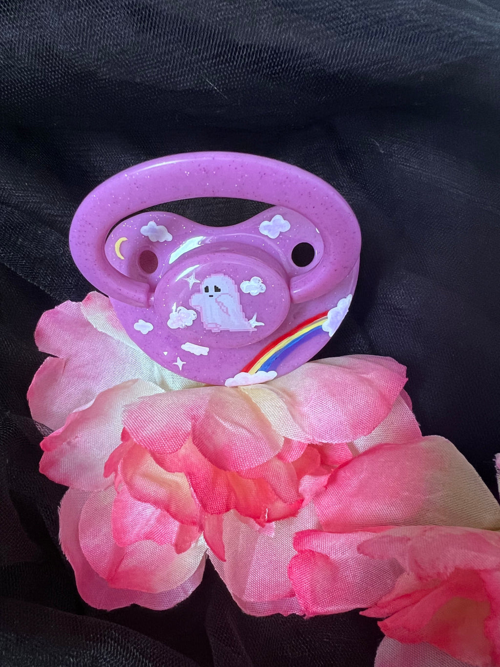 Hand Painted Adult Pacifier - Ghost Forever Baby - Puppy's Aesthetics