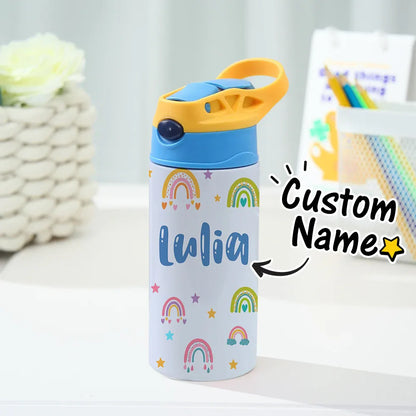 Custom Name Rainbow Stainless Steel Water Cup - Puppy's Aesthetics