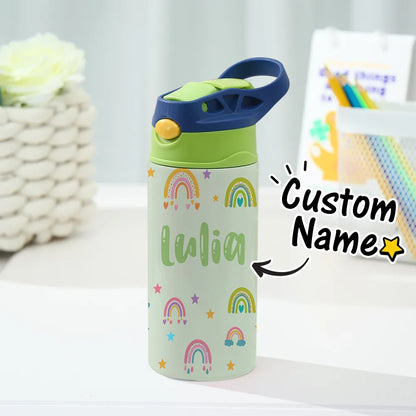 Custom Name Rainbow Stainless Steel Water Cup - Puppy's Aesthetics