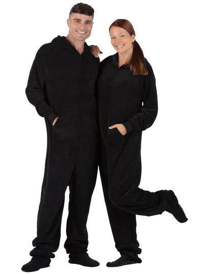 Jet Black Adult Hoodie Chenille Onesie - Puppy's Aesthetics