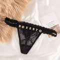 Custom Sparkle &amp; Lace Crystal Letter Thong - Puppy's Aesthetics