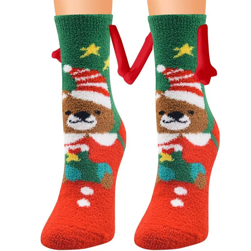 Christmas Coral Fleece Tube Socks Puppy's Aesthetics