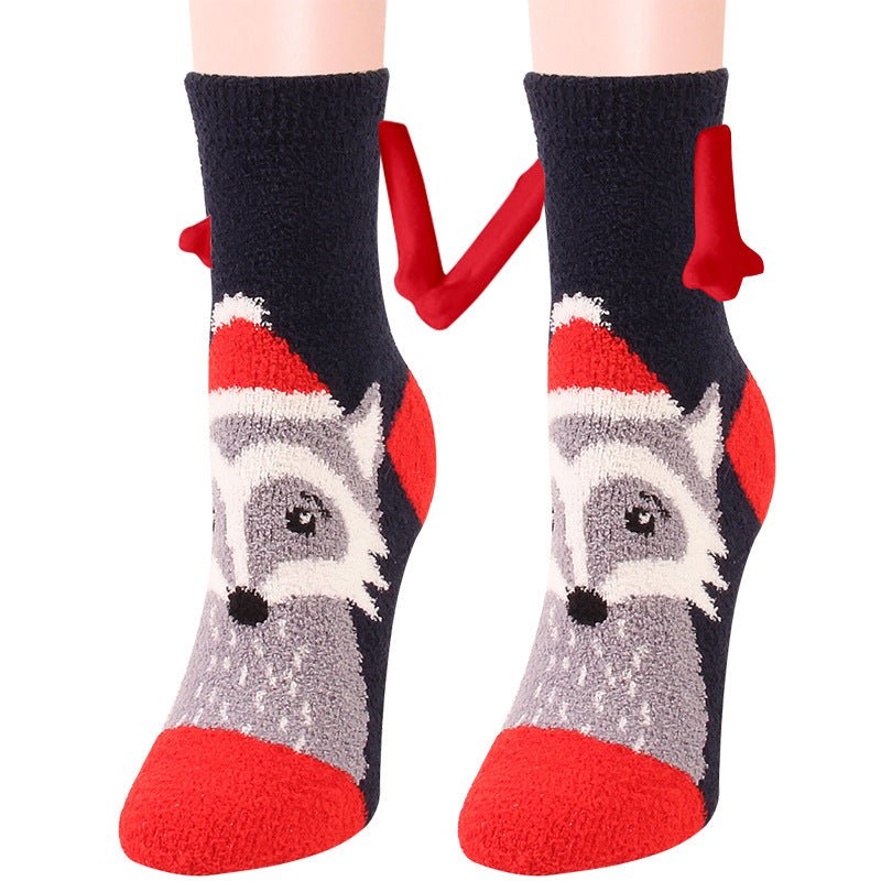 Christmas Coral Fleece Tube Socks Puppy's Aesthetics