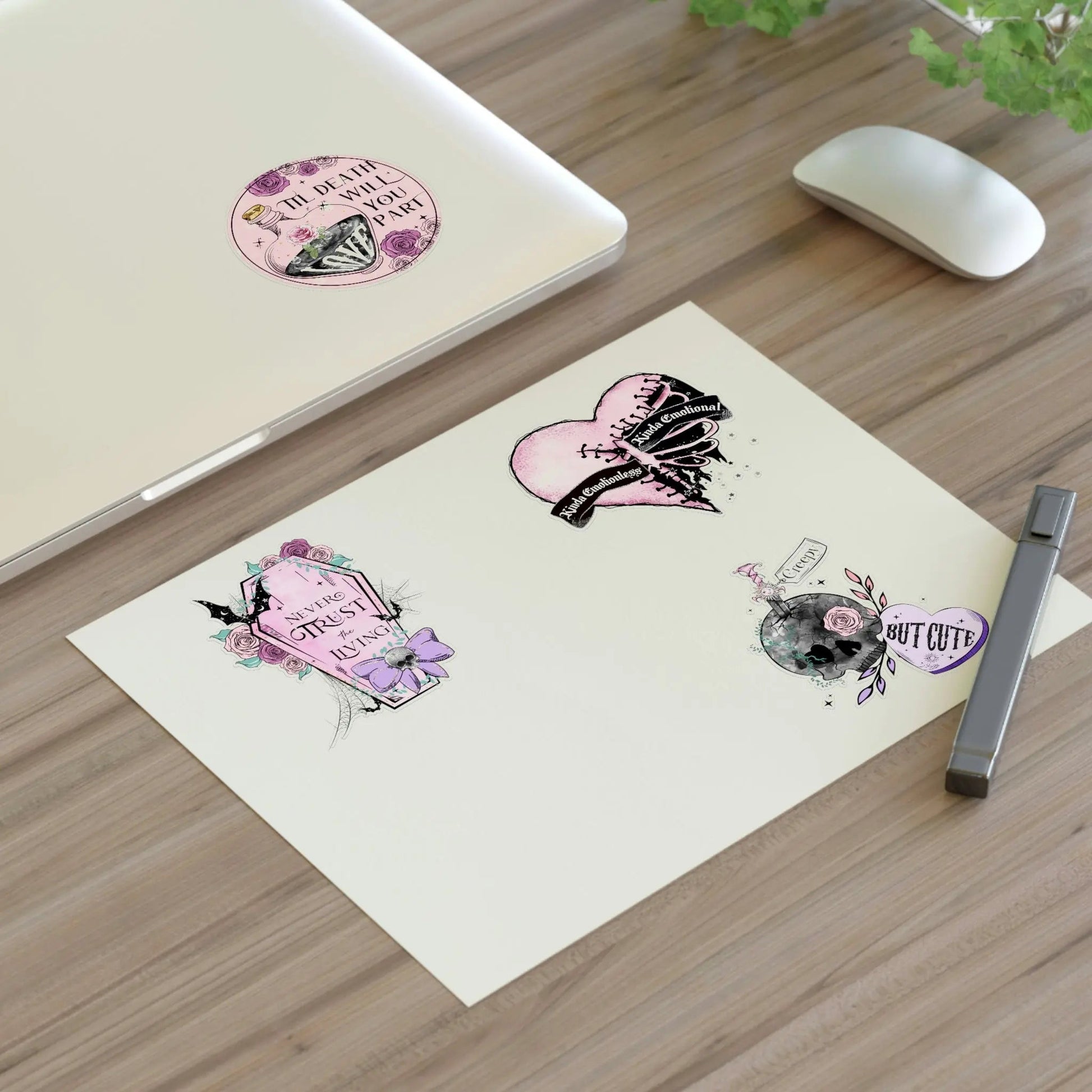 Creepy Cute Pastel Goth Stickers (4 Pack) Puppy's Aesthetics
