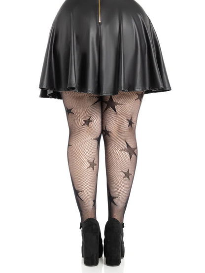 USA Only - Star Net Tights - Black (1x 2x)