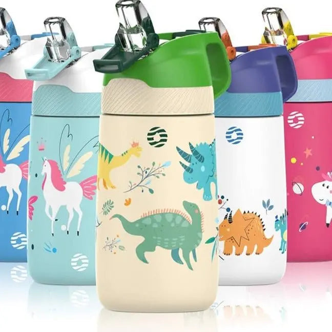 Cute Animal Water Bottles With Sippy Straw Puppy's Aesthetics