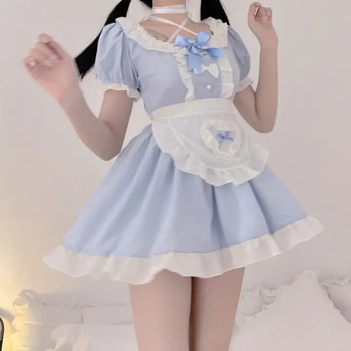 Cute Blue Ruffle Maid Dress Puppy's Aesthetics
