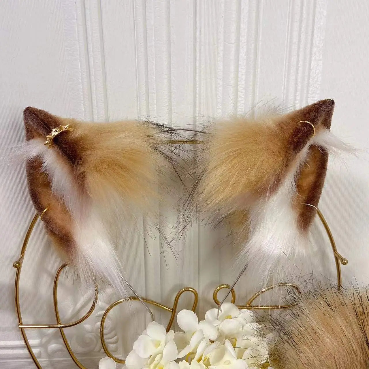 Cute Brown Fox Ears & Tail with Collar Set Puppy's Aesthetics