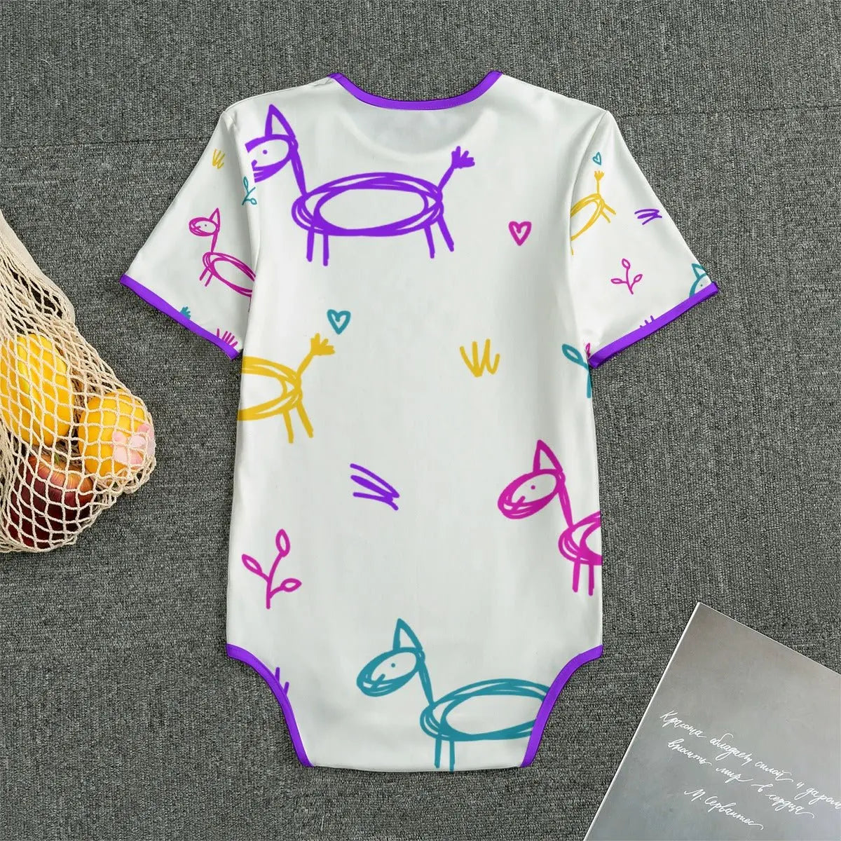 Cute Drawn Horses Unisex Onesie Bodysuit Puppy's Aesthetics