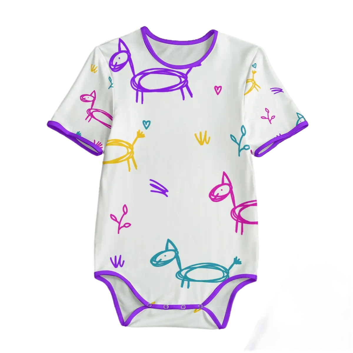 Cute Drawn Horses Unisex Onesie Bodysuit Puppy's Aesthetics