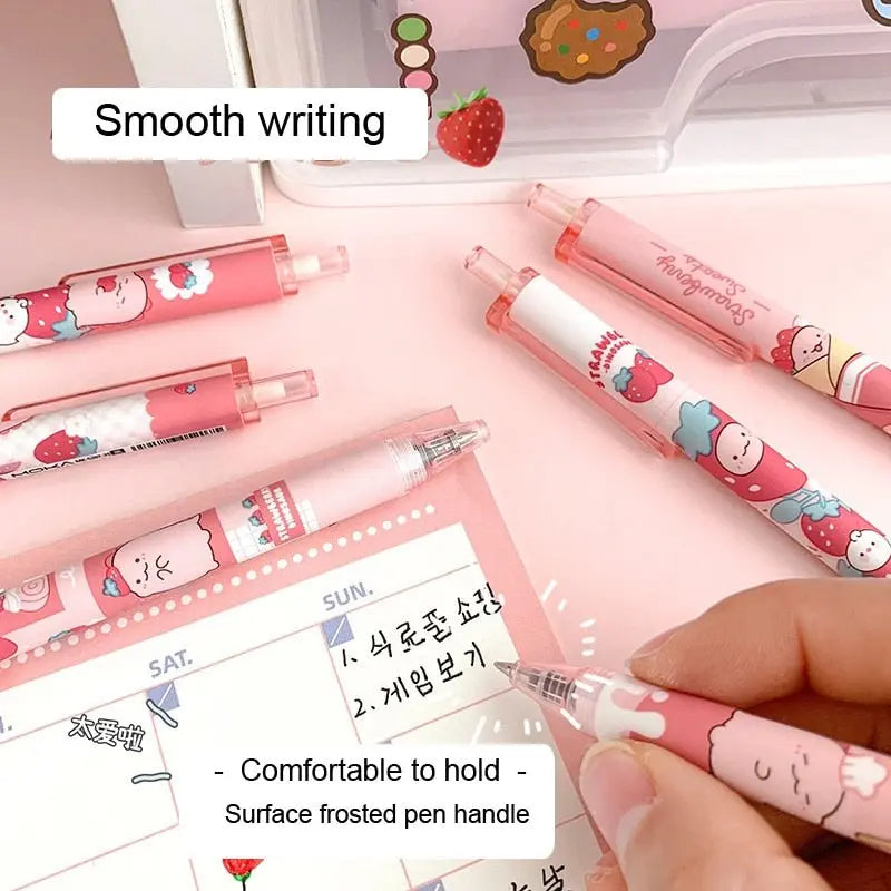 Cute Pink Dinosaur Cartoon Gel Pen Set (Colors) Puppy's Aesthetics
