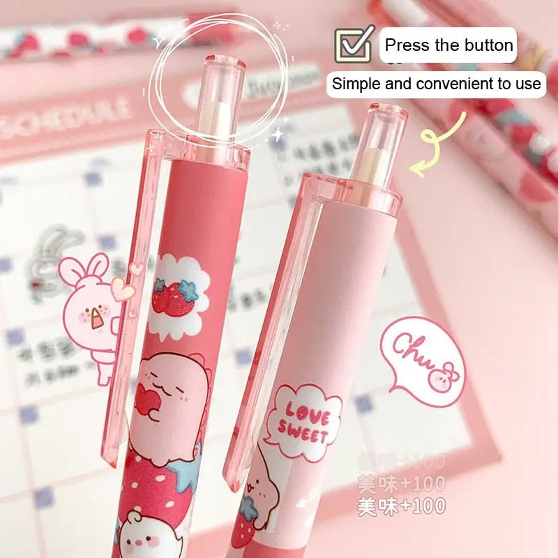 Cute Pink Dinosaur Cartoon Gel Pen Set (Colors) Puppy's Aesthetics