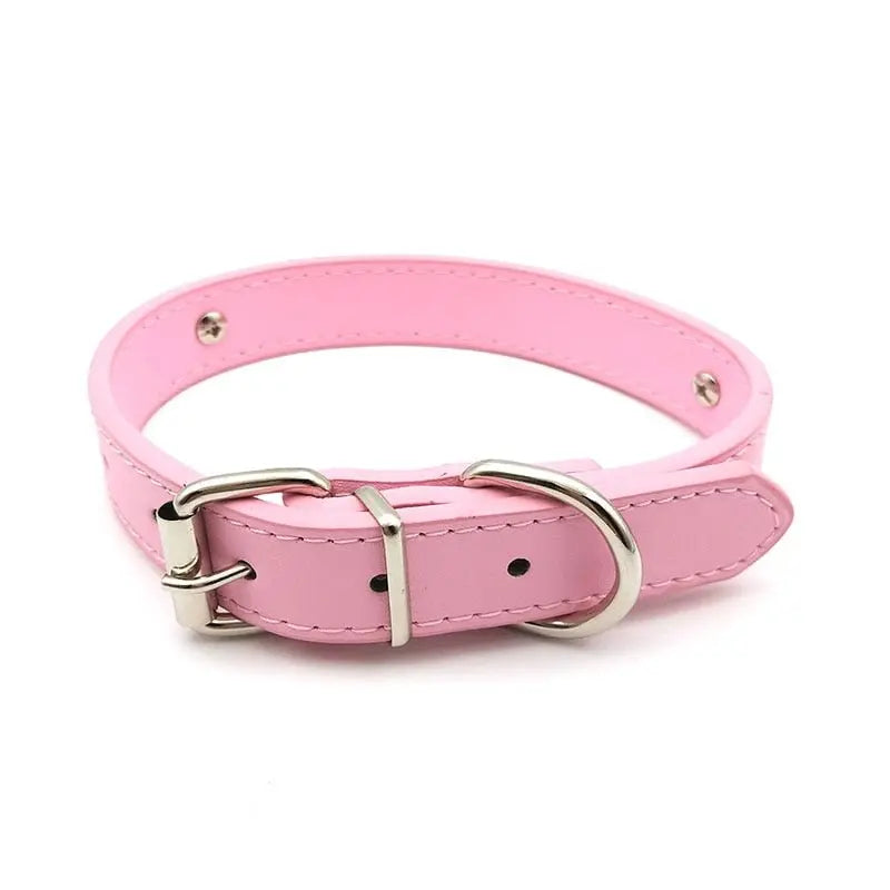 Cute Pink Leather Princess Collar Puppy's Aesthetics