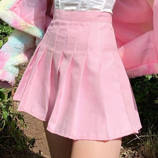 Cute Pink Pleated Mini Skirt Puppy's Aesthetics