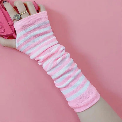 Cute Pink Stripe Gloves Puppy's Aesthetics