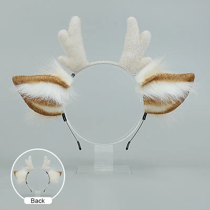 Cute Plush Deer Ear Antler Headband Puppy's Aesthetics