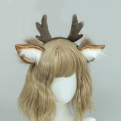 Cute Plush Deer Ear Antler Headband Puppy's Aesthetics