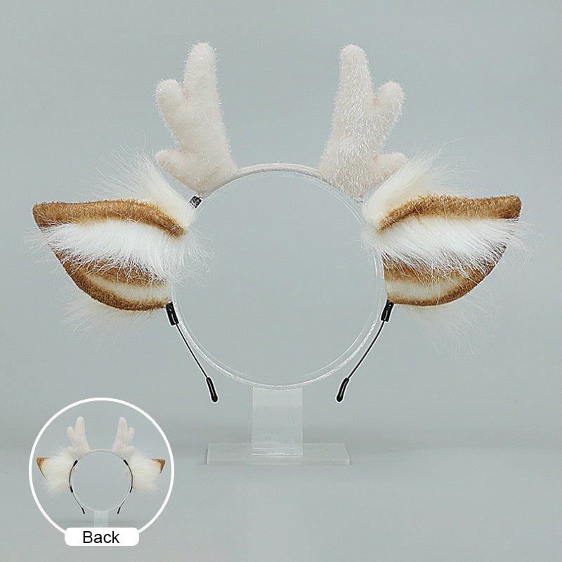 Cute Plush Deer Ear Antler Headband Puppy's Aesthetics