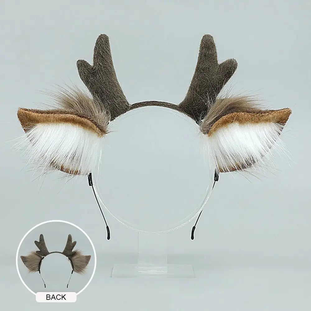 Cute Plush Deer Ear Antler Headband Puppy's Aesthetics