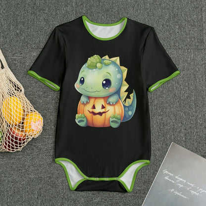 Cute Pumpkin Baby Dino Unisex Adult Onesie Bodysuit Puppy's Aesthetics