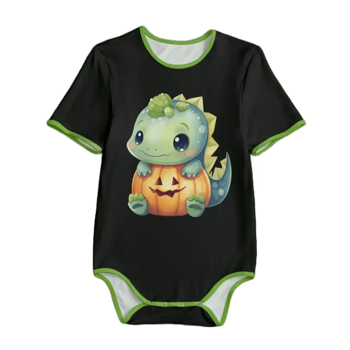 Cute Pumpkin Baby Dino Unisex Adult Onesie Bodysuit Puppy's Aesthetics