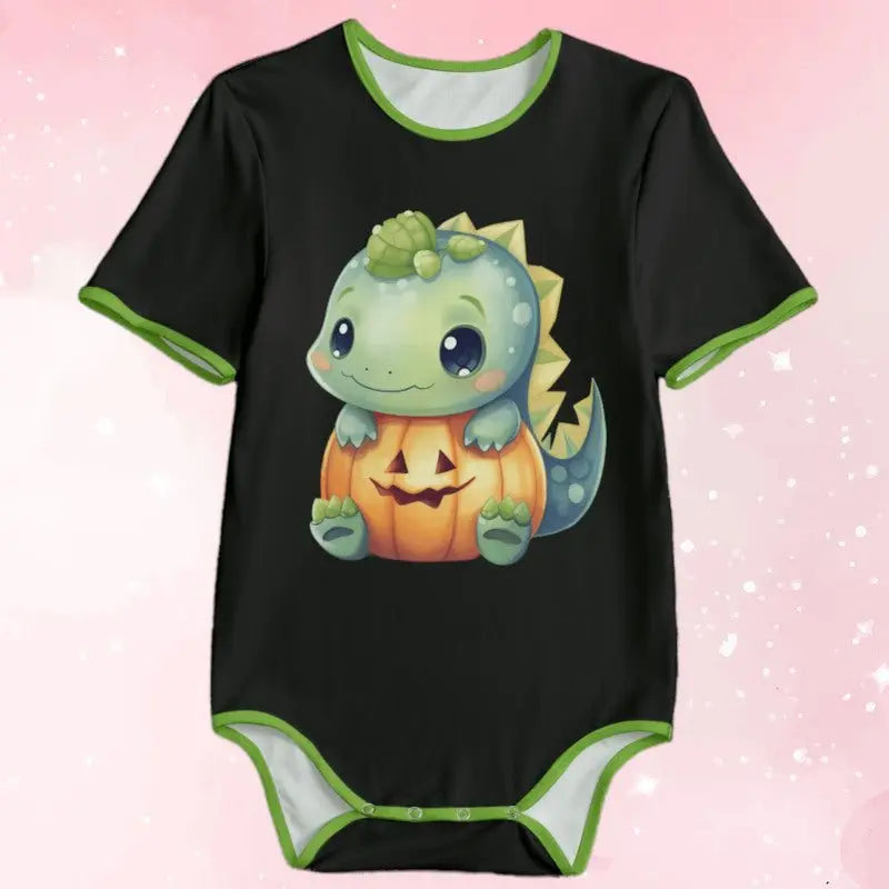 Cute Pumpkin Baby Dino Unisex Adult Onesie Bodysuit Puppy's Aesthetics