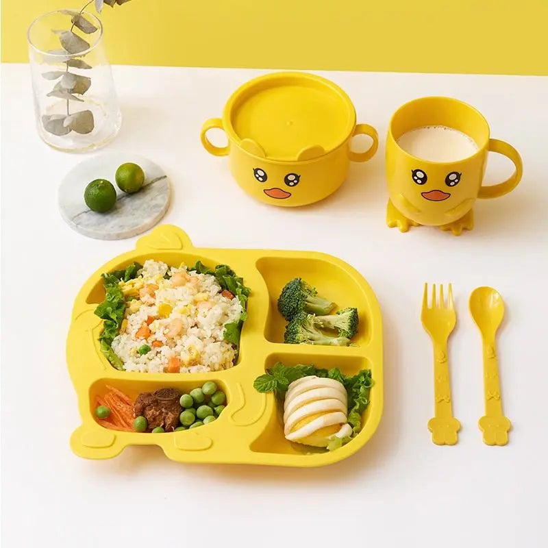 Cute Yellow Duck Dinner Plate Set Puppy's Aesthetics