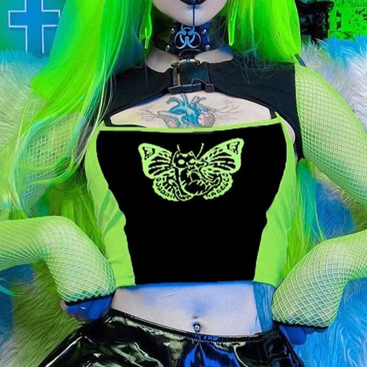 Cyber Gothic Aesthetic Butterfly Crop Top Puppy's Aesthetics