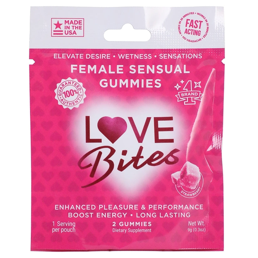 USA Only - Love Bites Female Sensual Gummies 2pk Display of 12