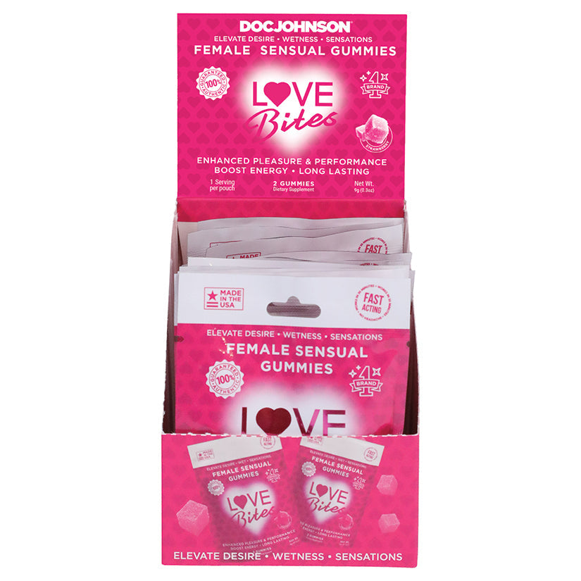 USA Only - Love Bites Female Sensual Gummies 2pk Display of 12