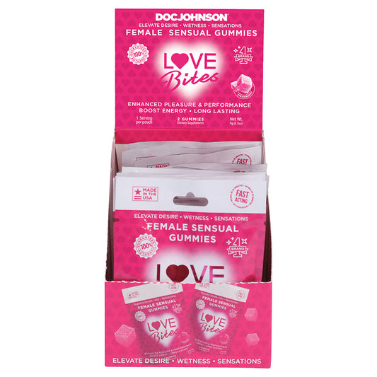 USA Only - Love Bites Female Sensual Gummies 2pk Display of 12