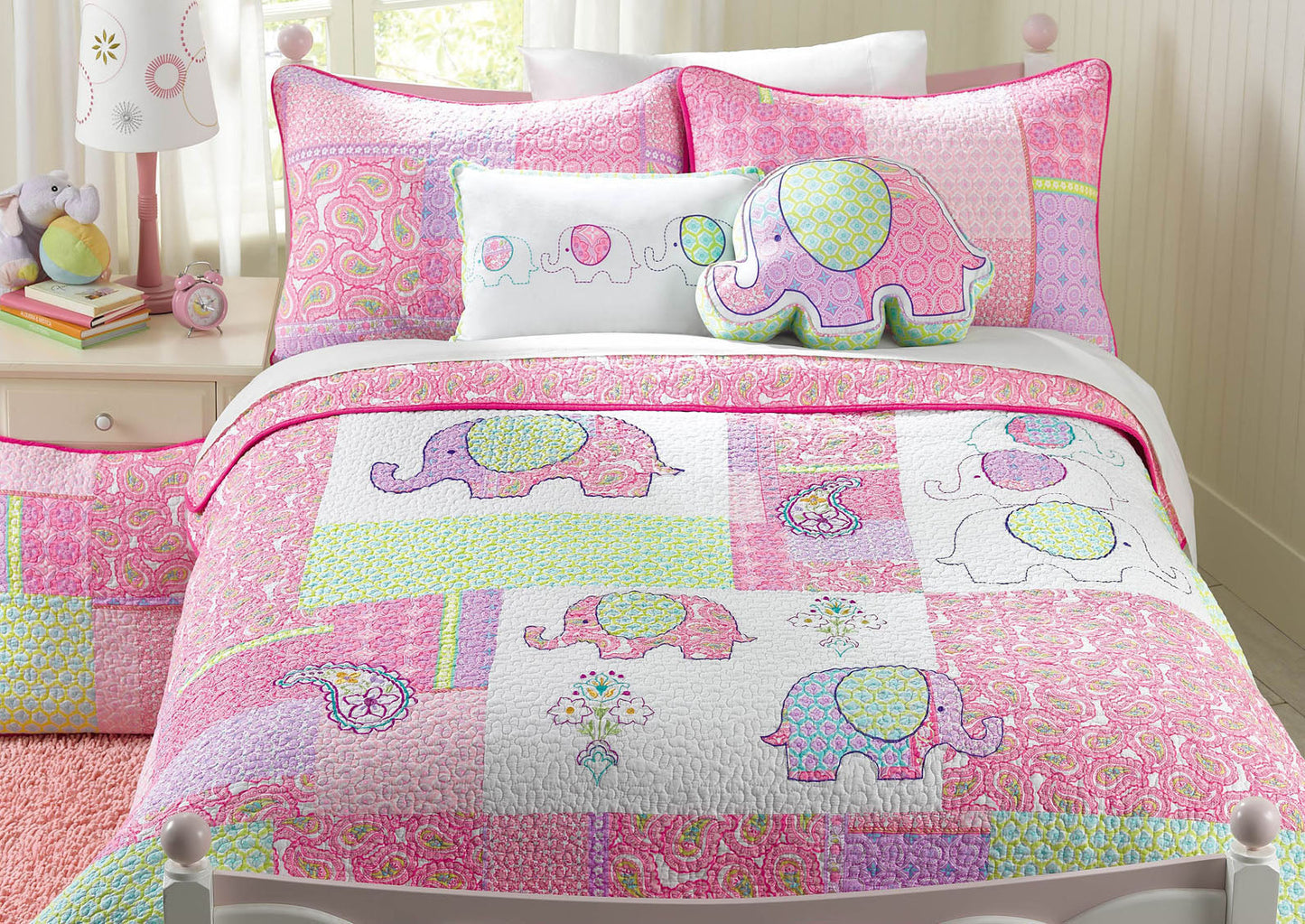 Pink Elephant Paisley Decor Throw Pillow
