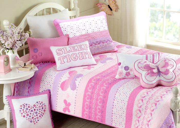 Butterfly Fairisle Pink Striped Throw Pillow