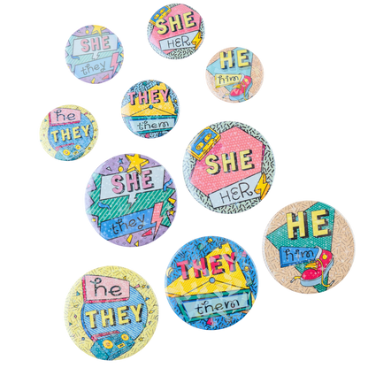 90s Pronouns Button