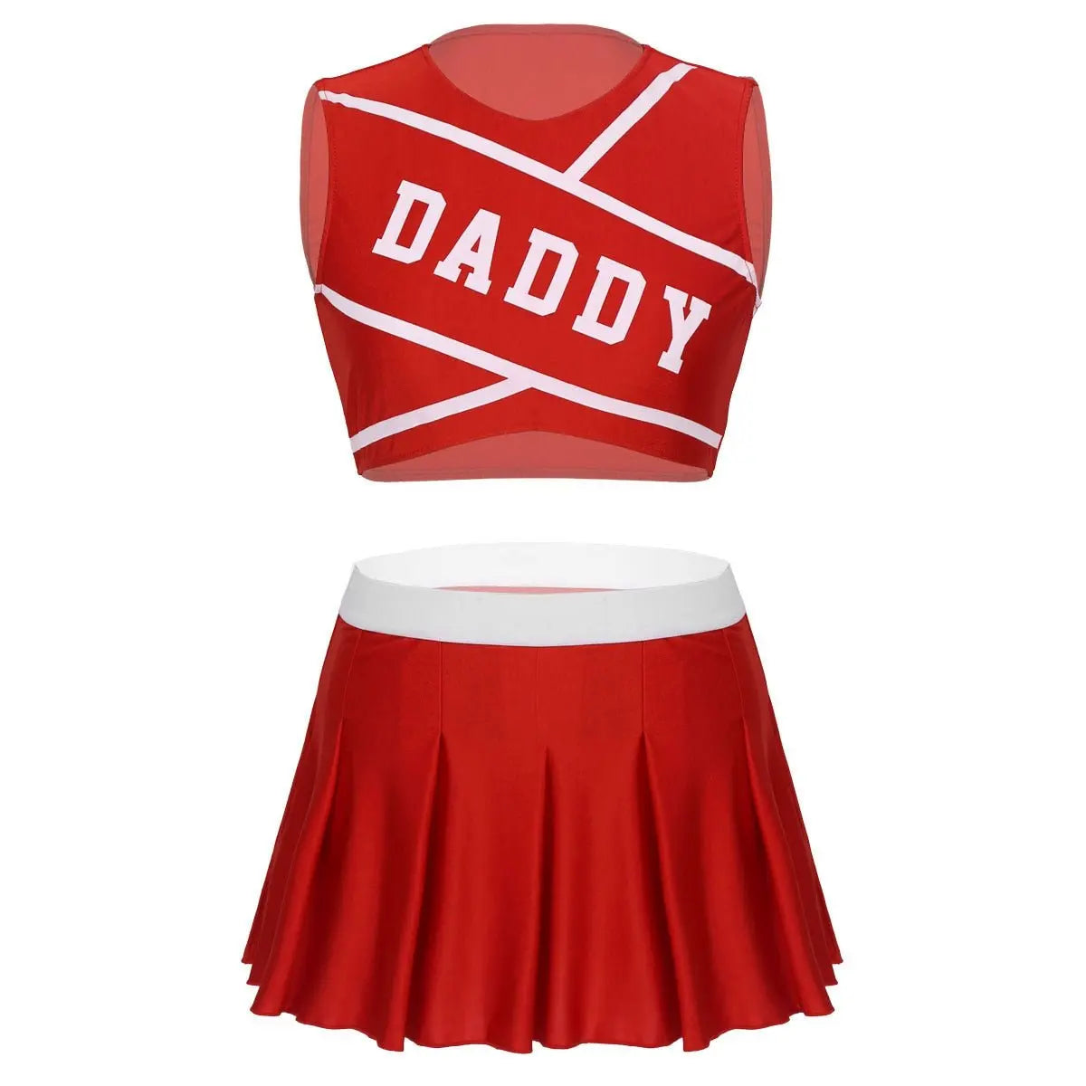 Daddy Cheerleader Crop Top with Mini Pleated Skirt Puppy's Aesthetics