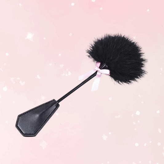 Flirty Feathers Spank Paddle – Plush & Leather Tease - Puppy's Aesthetics