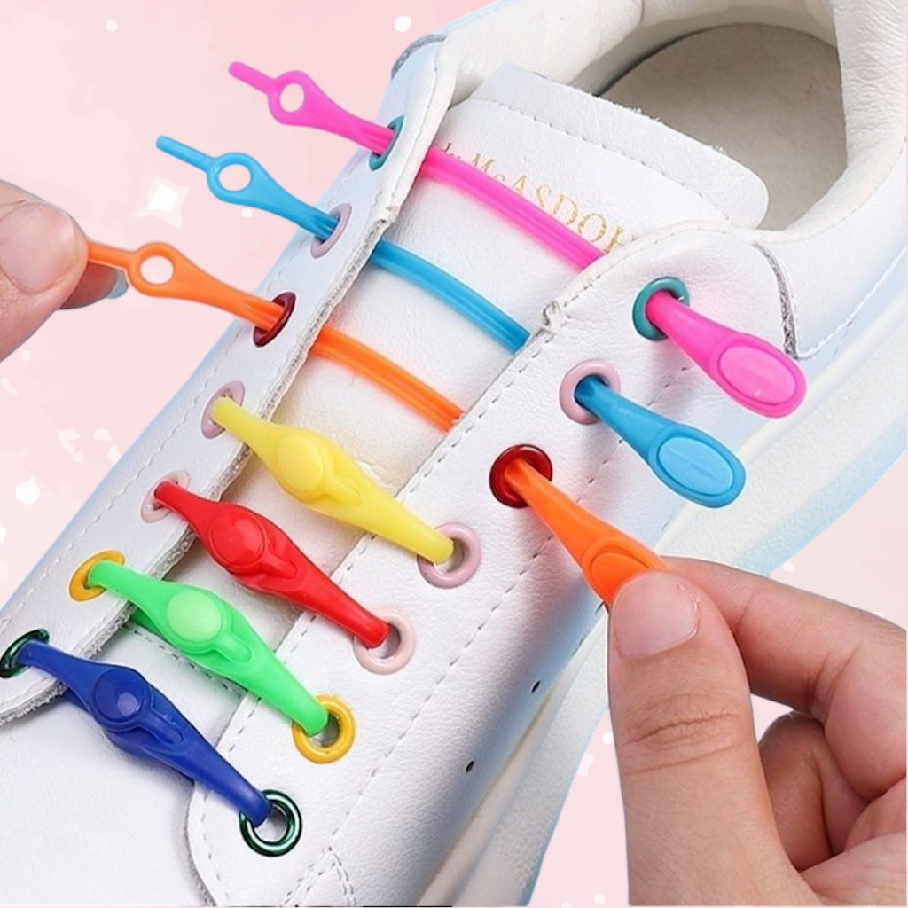 WigglePop No-Tie Silicone Shoelace Pack – 12pc Rainbow Mix