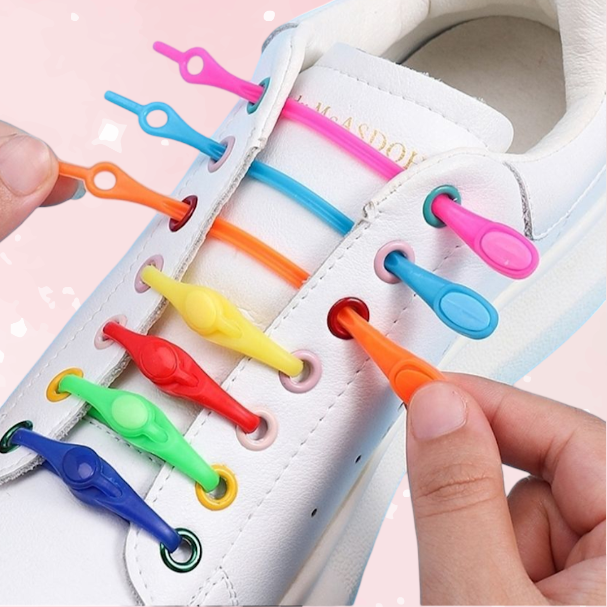 WigglePop No-Tie Silicone Shoelace Pack – 12pc Rainbow Mix